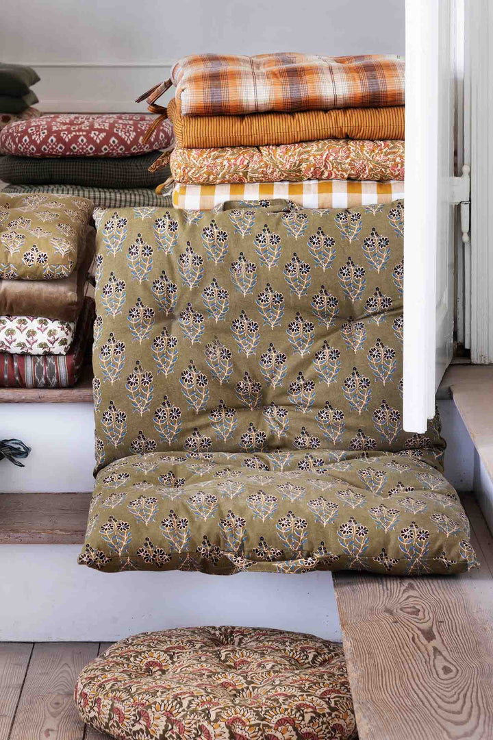 Printed Cotton Mattress 60x100cm / Olive Nude Blue