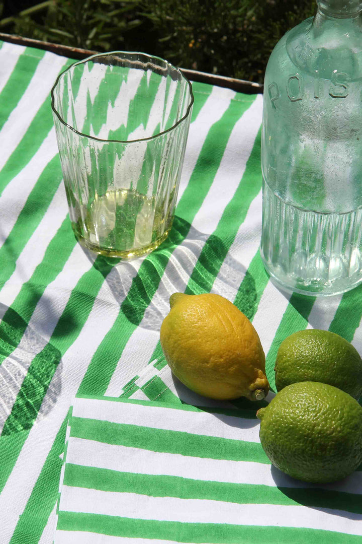 Block Print Striped Napkin / Green