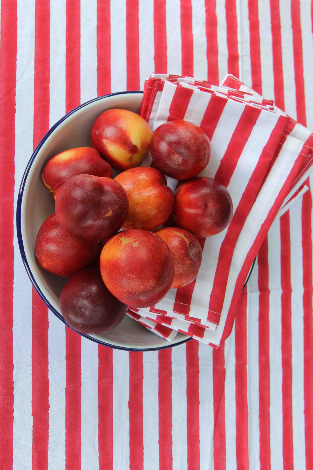 Block Print Striped Napkin / Red