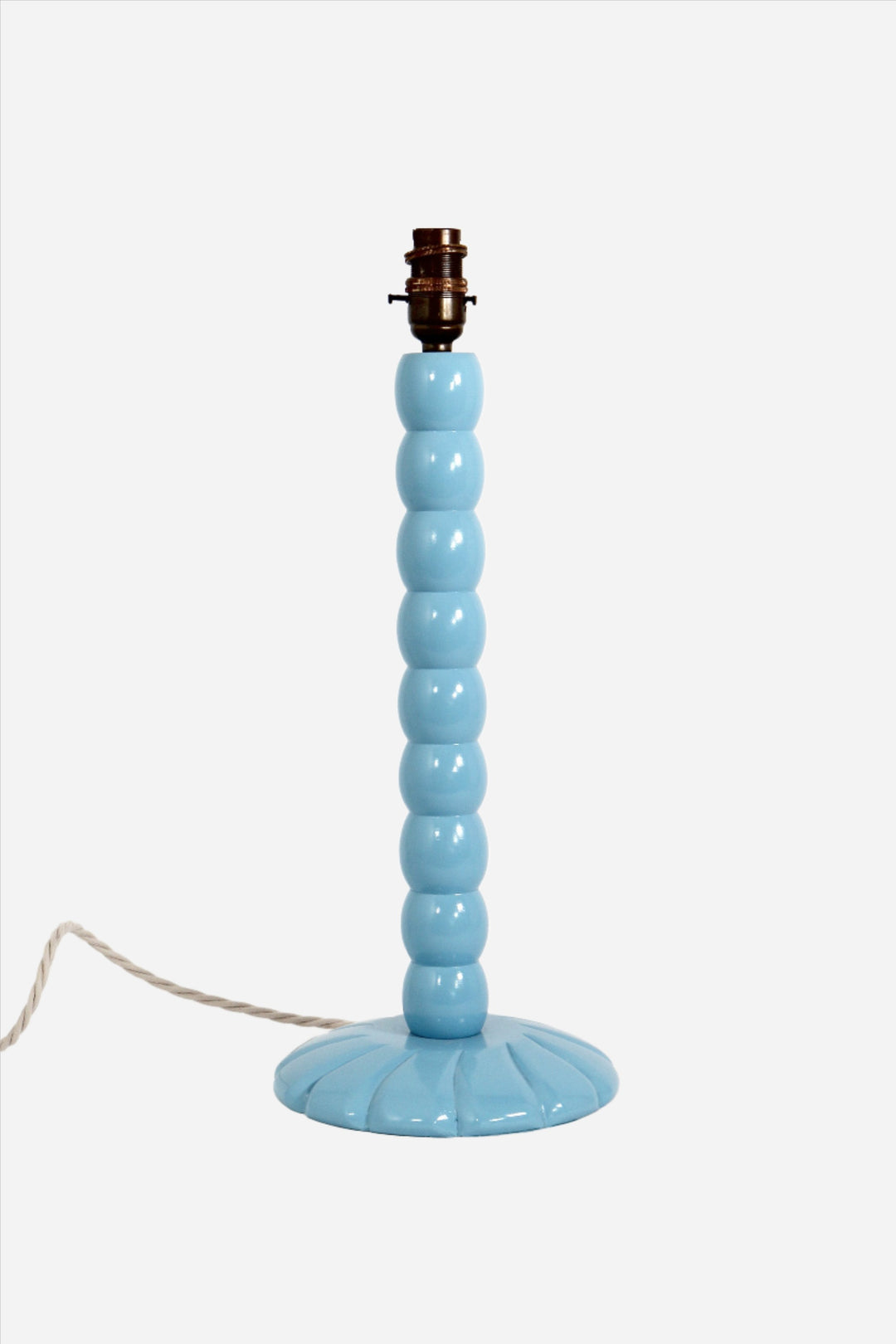 Ditto Turned Wooden Bobbin Lamp / Blue
