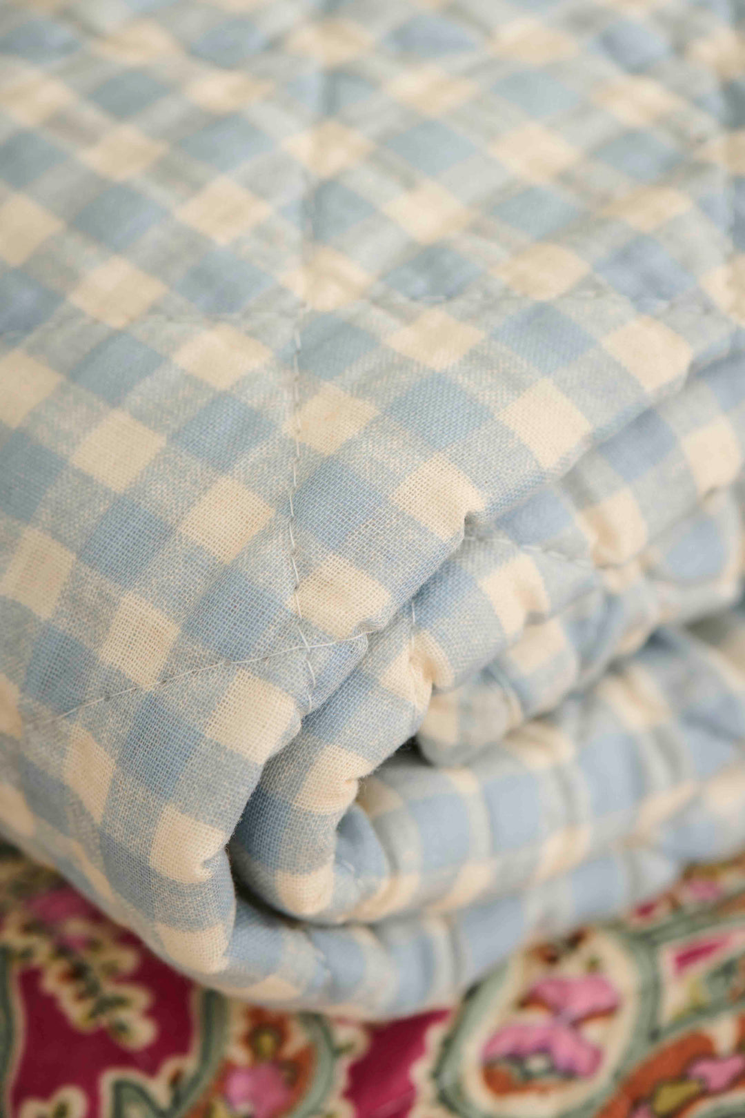 Cotton Quilt / Light Blue Check