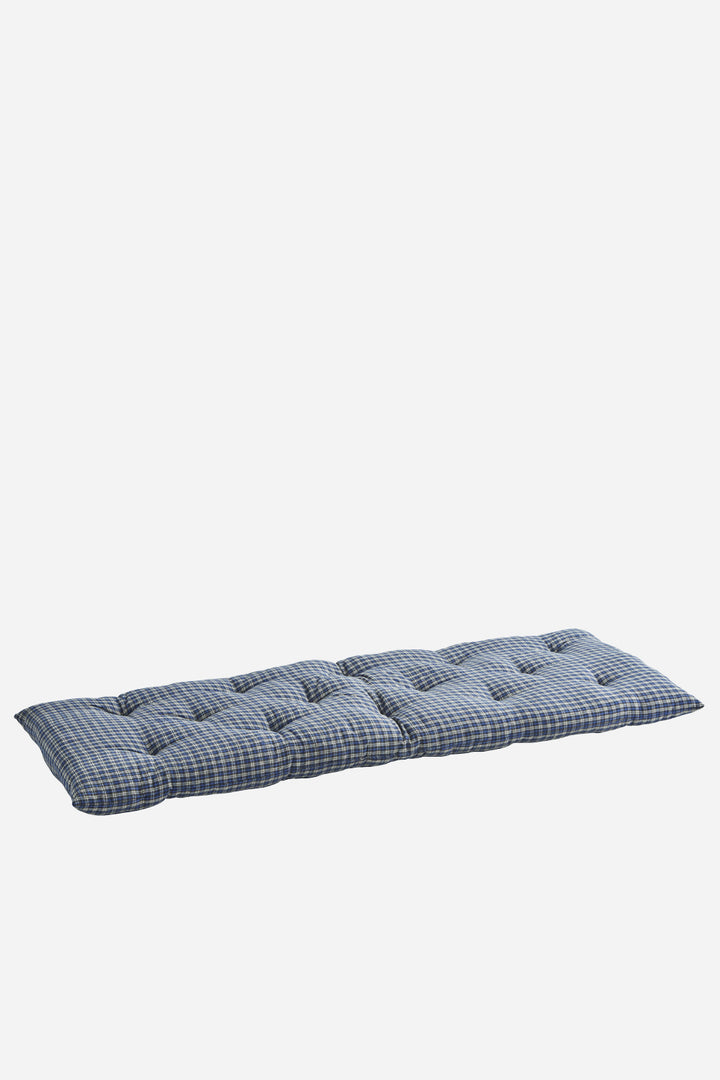 Checked Cotton Mattress 45x125cm / Blue Grey White
