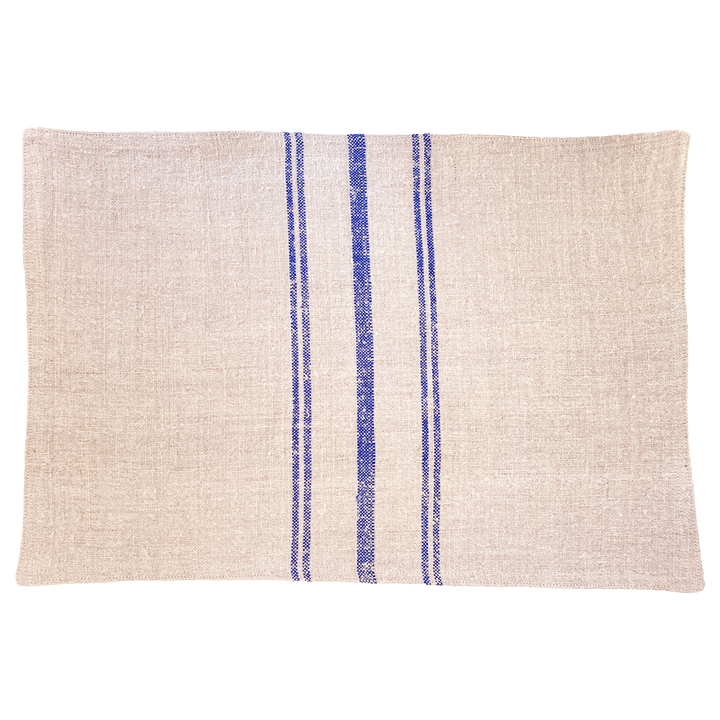 Vintage Grain Sack Placemat / Blue Stripe