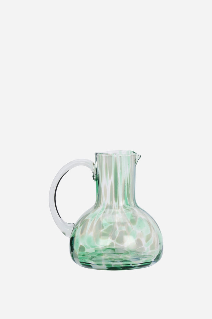 Coloured Glass Jug / Clear, Green, White