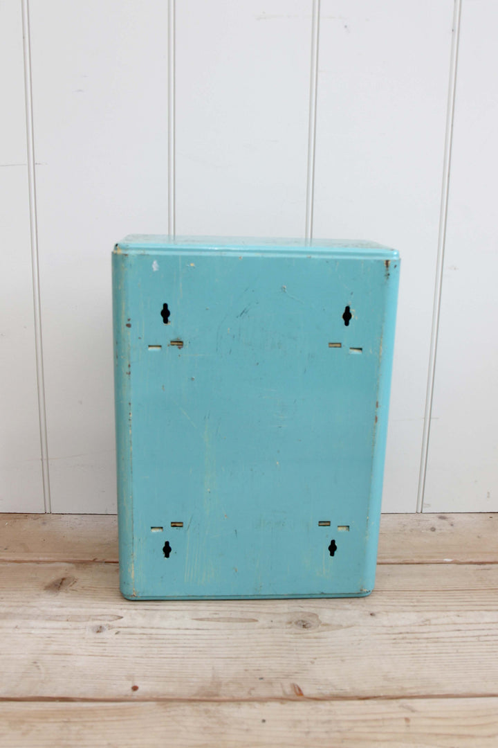 Vintage Blue Metal Cabinet - Domestic Science Home