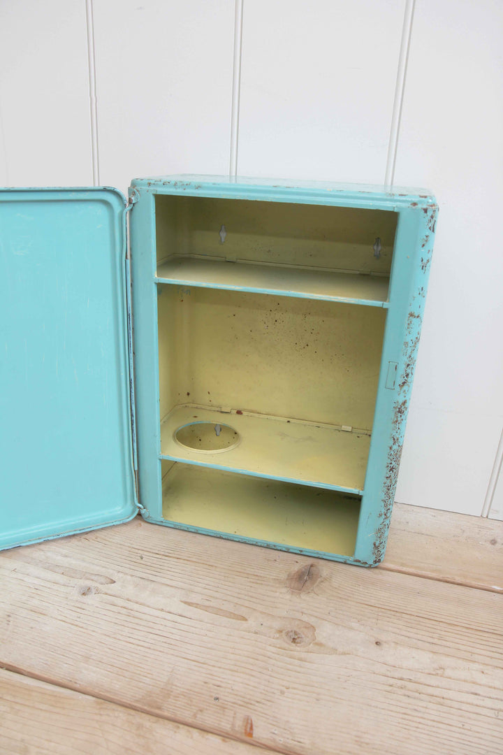 Vintage Blue Metal Cabinet - Domestic Science Home