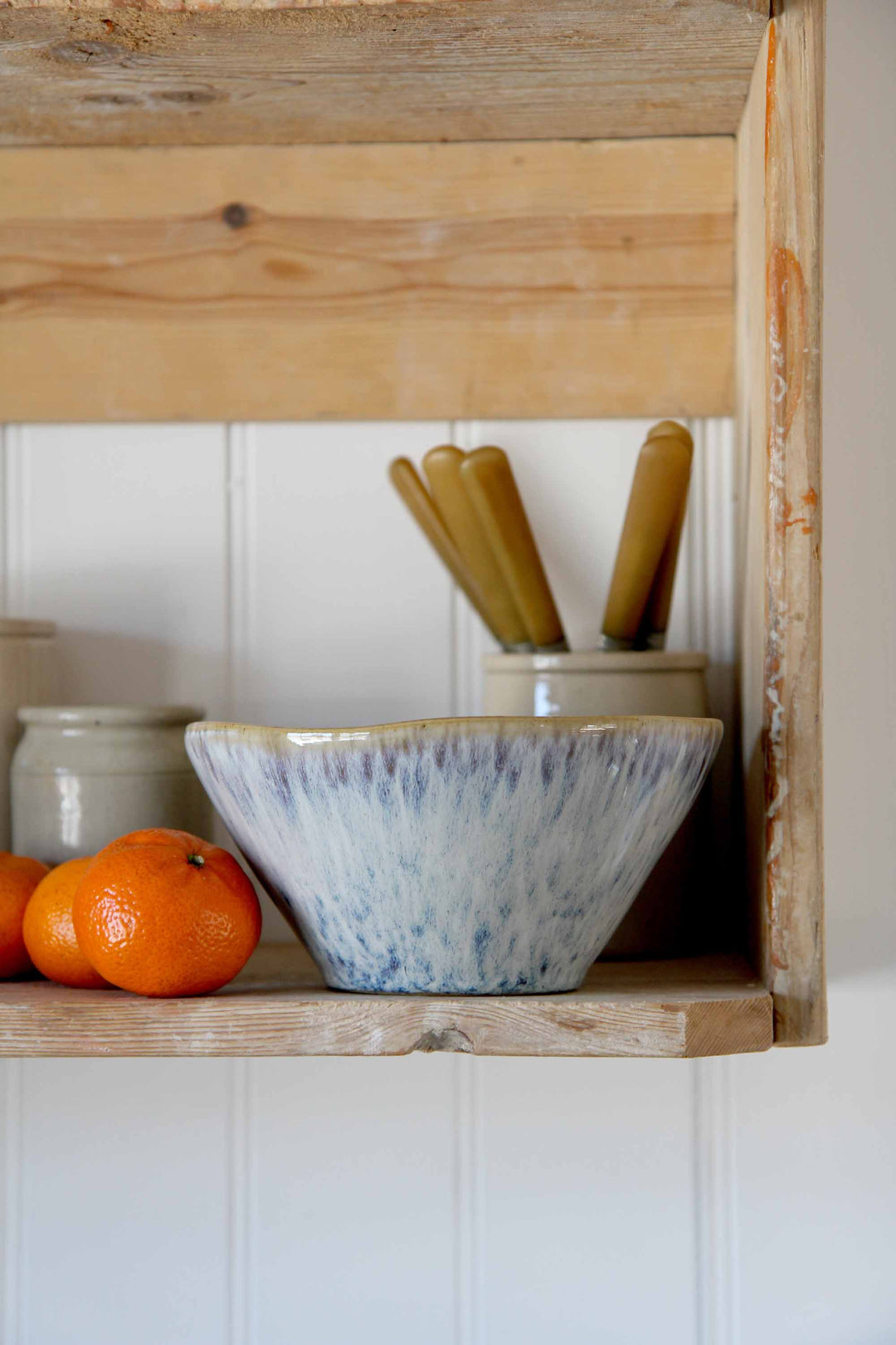 Blue Speckled Stoneware High Sided Bowl, Med