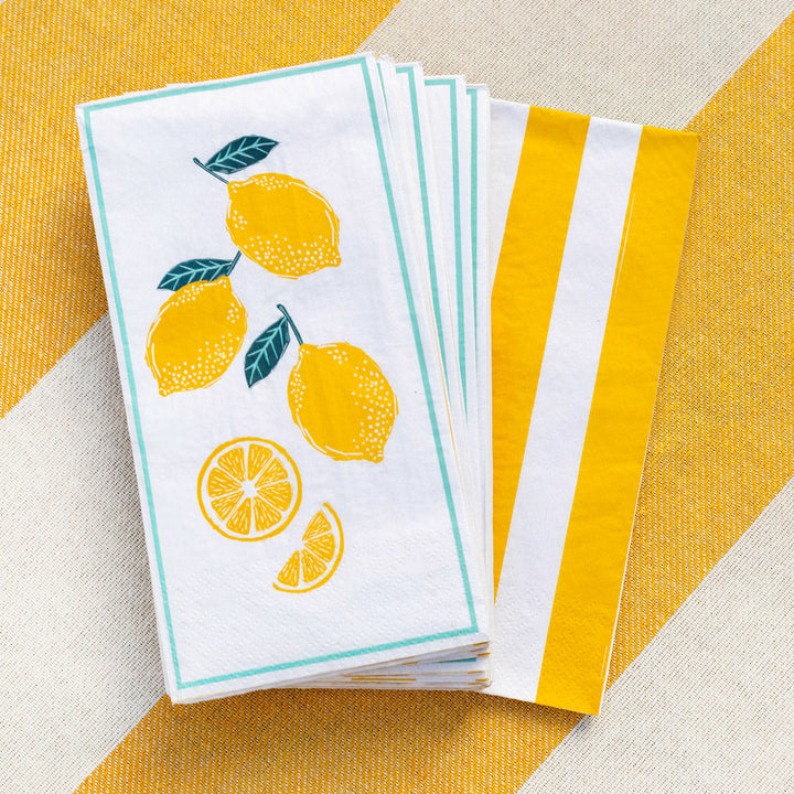 Lemon Long Lunch Paper Napkins 16pk - Domestic Science Home