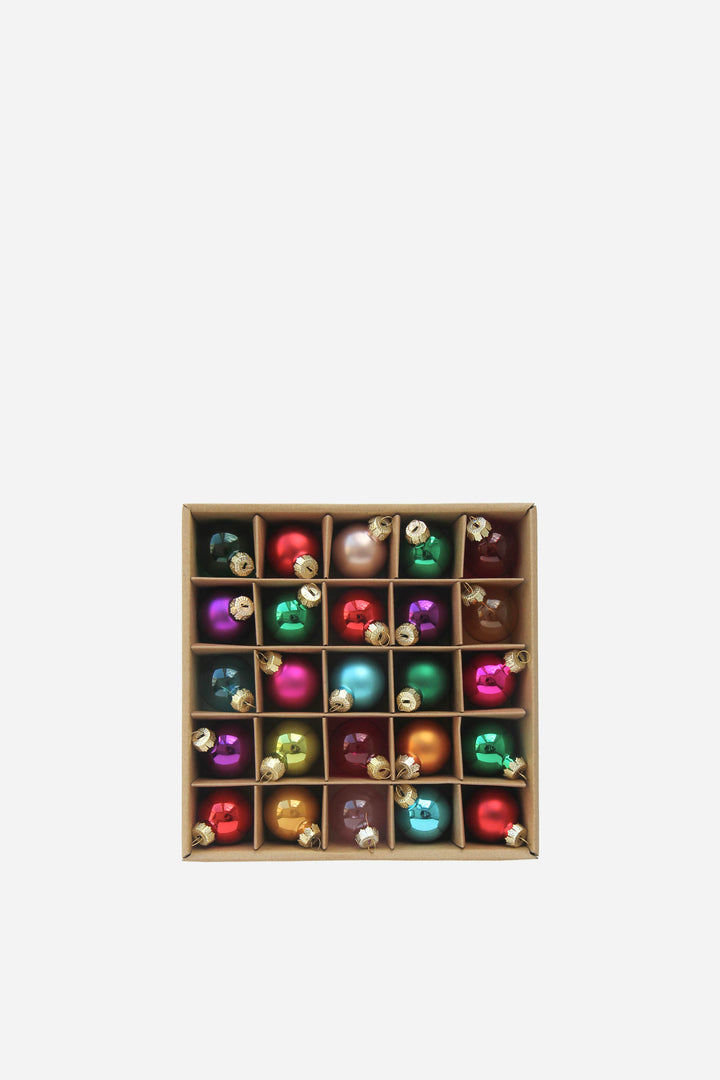 Box of Multicoloured Baubles x 25