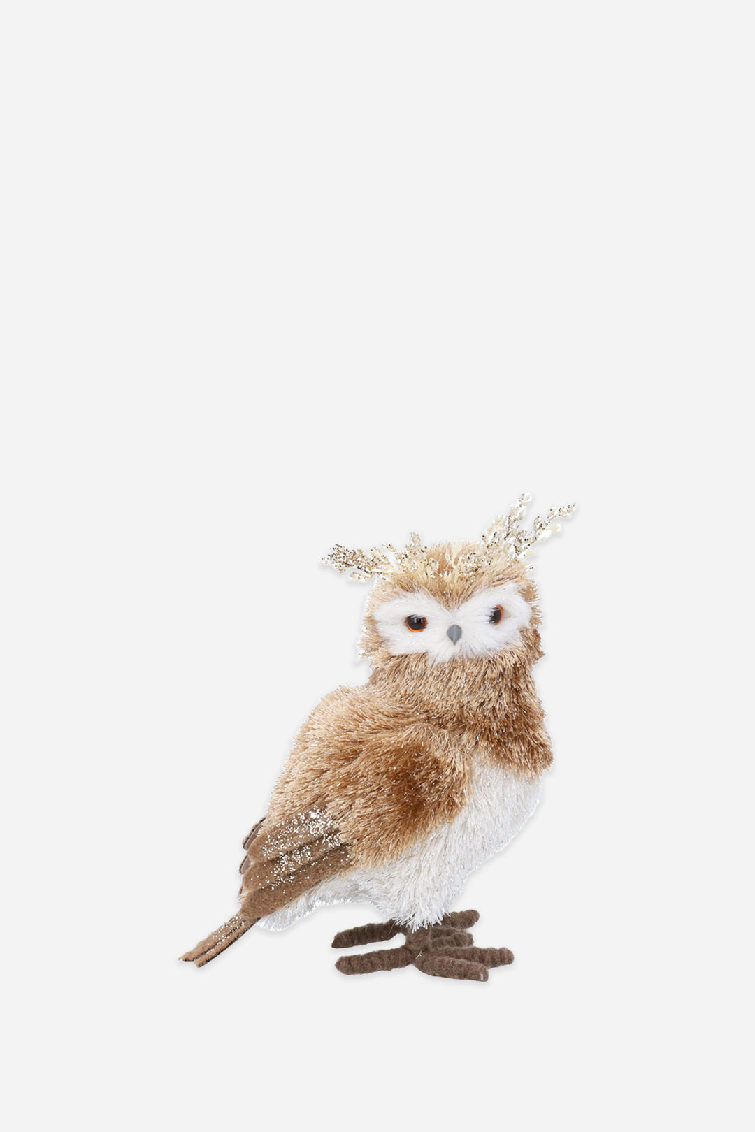 Bristle Owl Natural/Gold Twigs 25cm