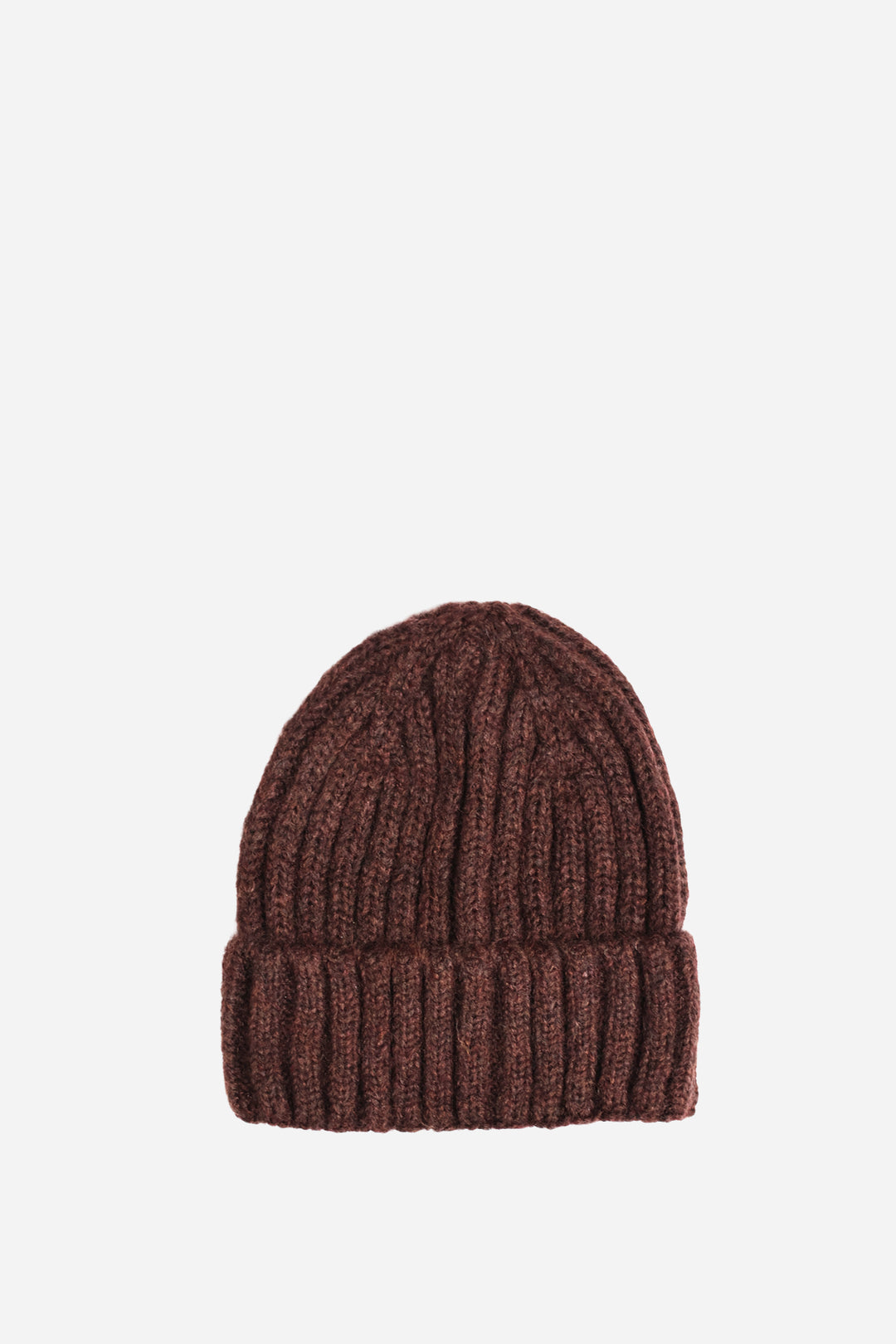 Ribbed Knit Beanie / Brown