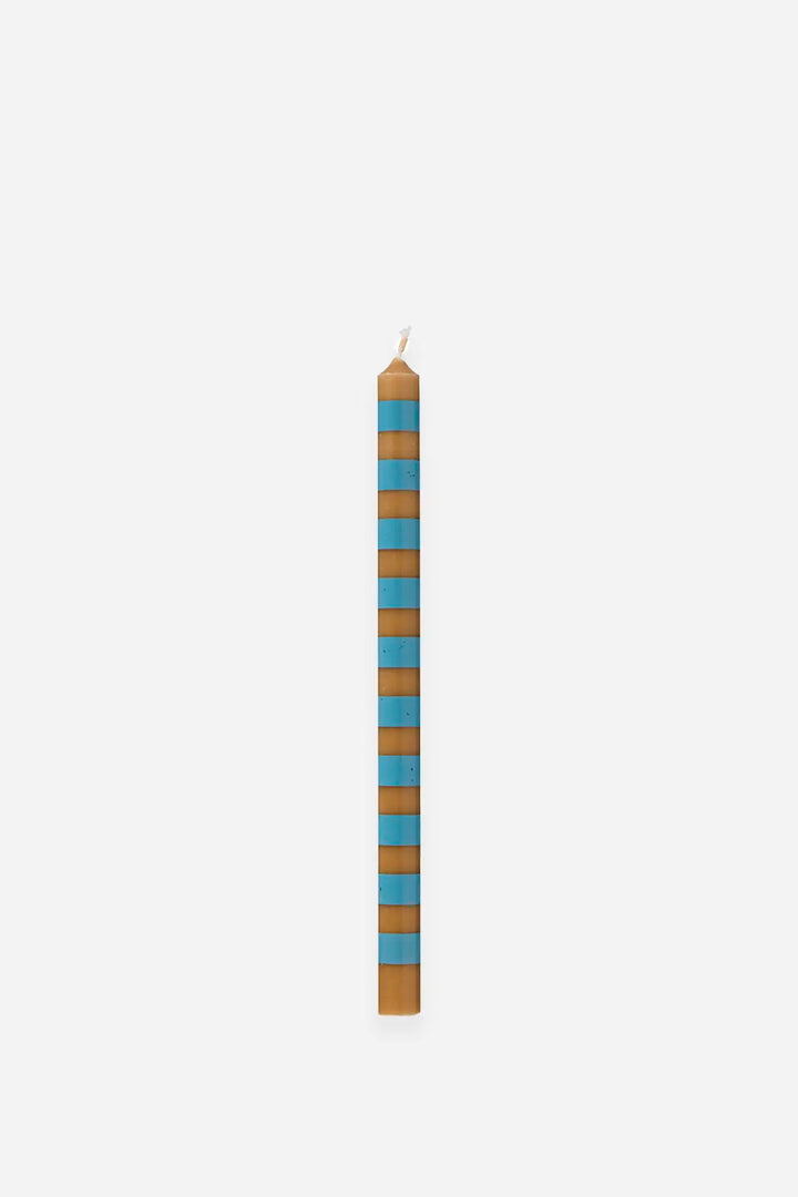 Taper Candle 1.3 Dia / Stripe Honey Dusty Blue