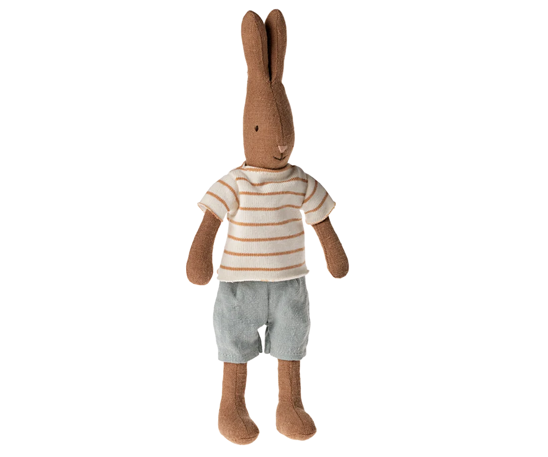 Rabbit, Size 1 - Chocolate brown - Striped Blouse and Shorts
