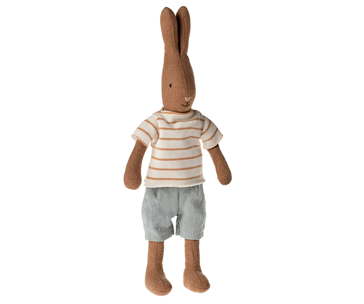 Rabbit, Size 1 - Chocolate brown - Striped Blouse and Shorts