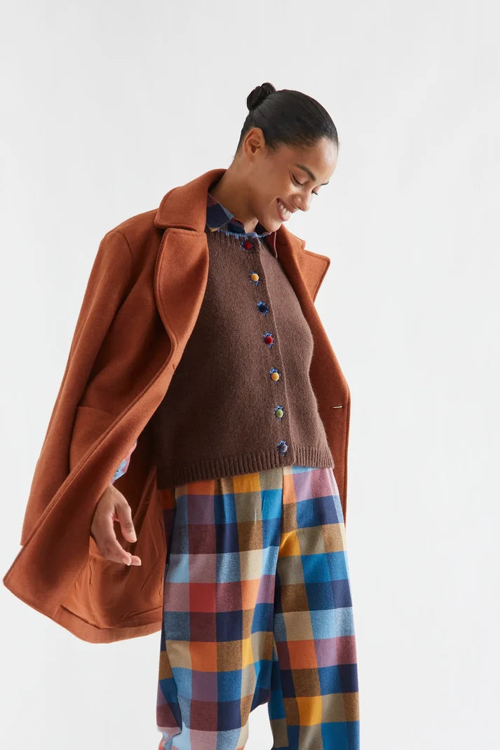 Brown Knit Vest with Multicolored Buttons