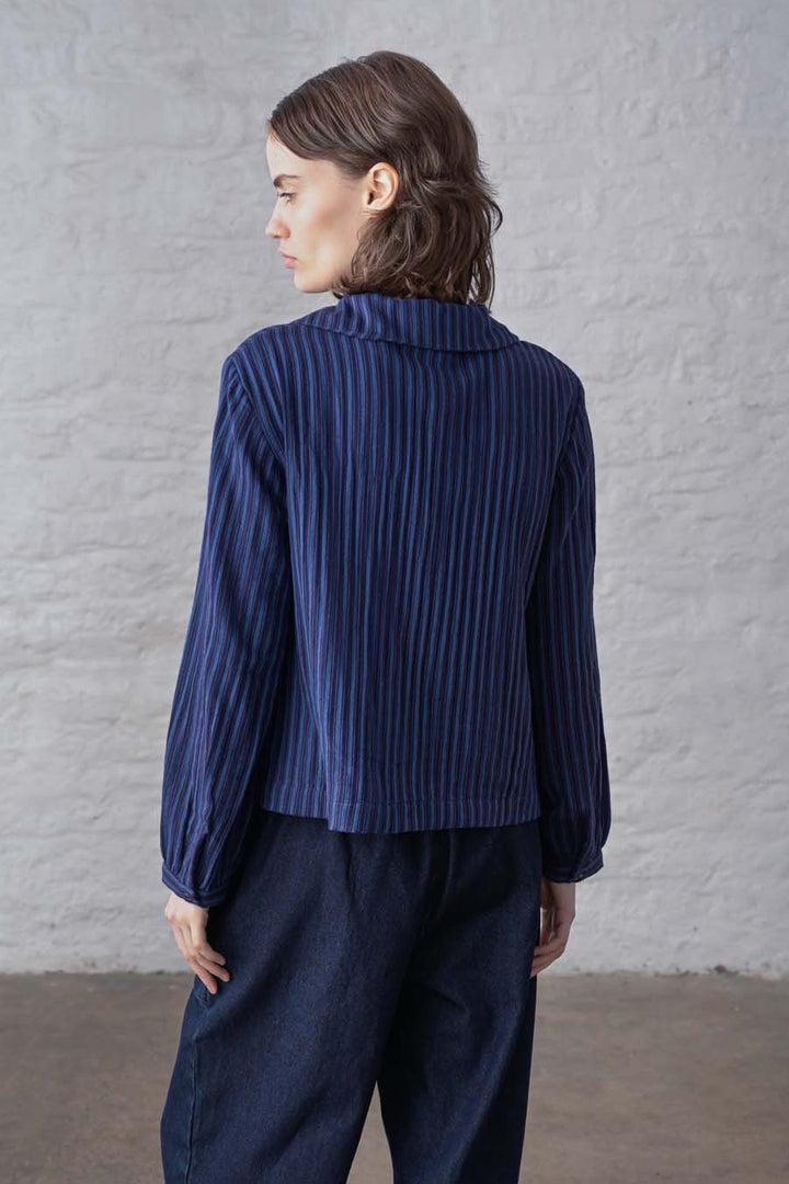 Jolene Casual Shirt / Double Gauze Blue Stripe