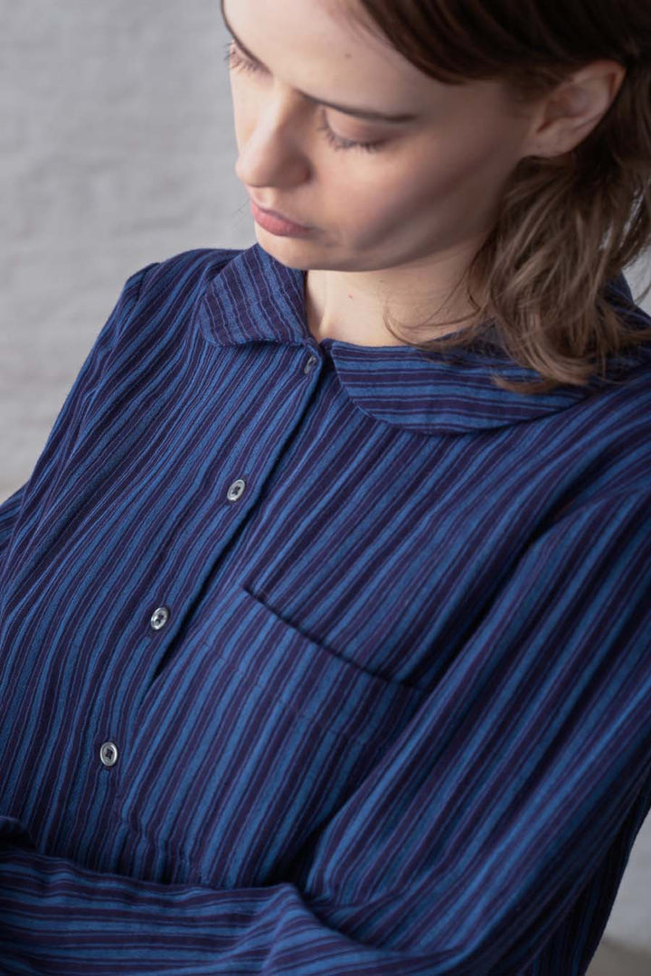 Jolene Casual Shirt / Double Gauze Blue Stripe