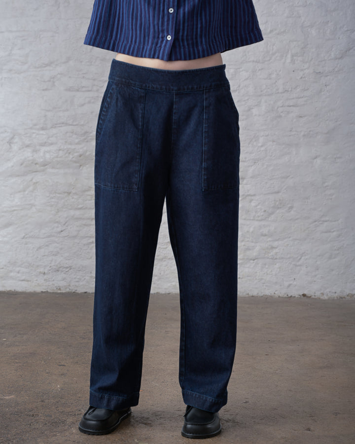 Anna Wide Leg Trousers / Blue Denim