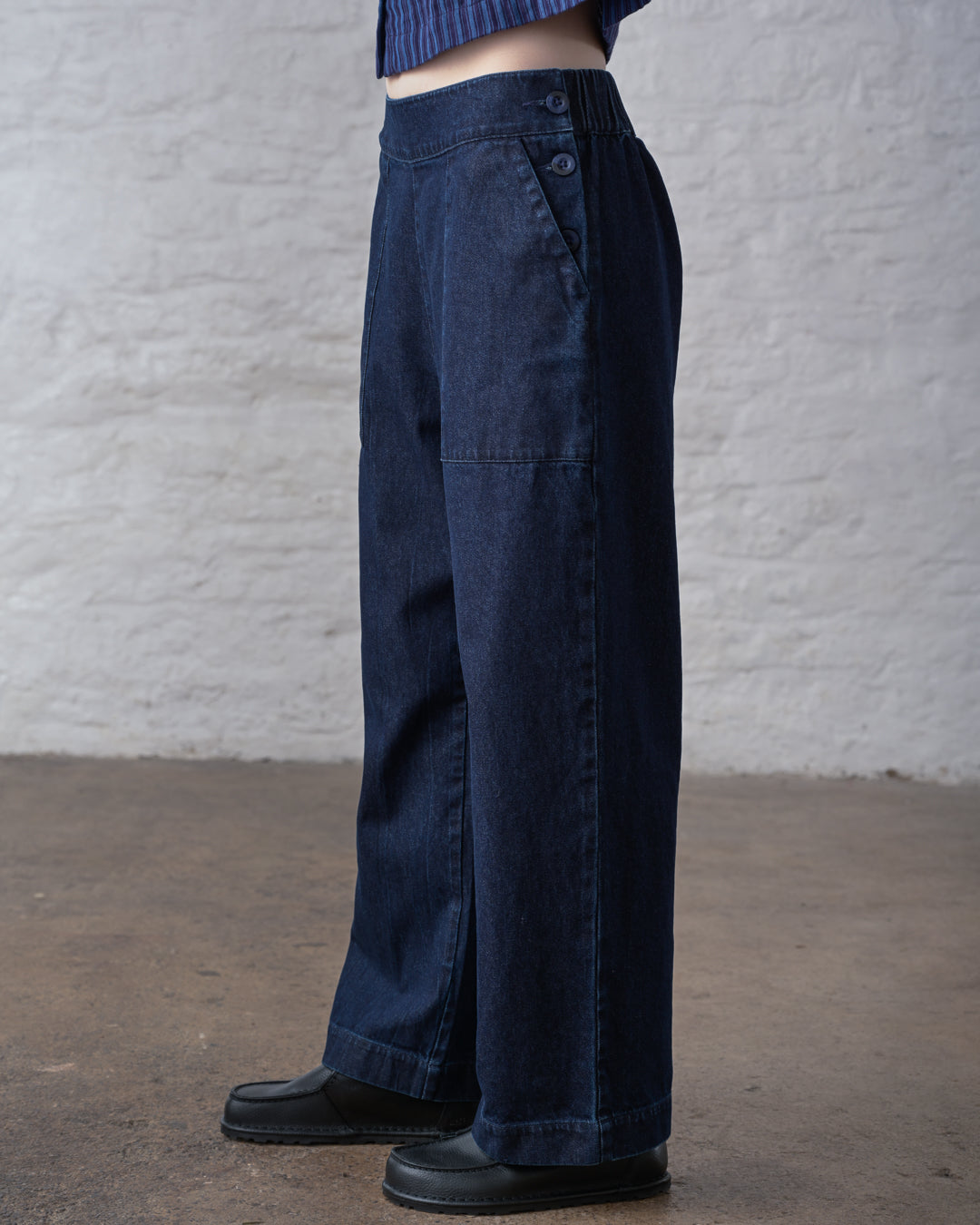 Anna Wide Leg Trousers / Blue Denim