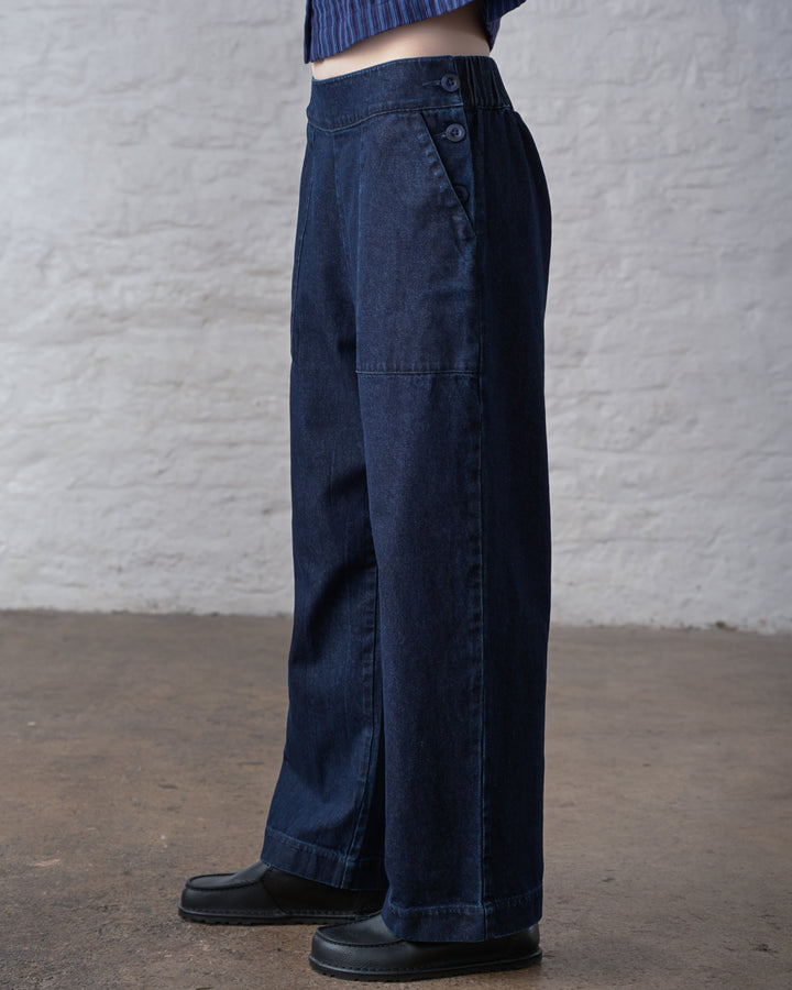 Anna Wide Leg Trousers / Blue Denim