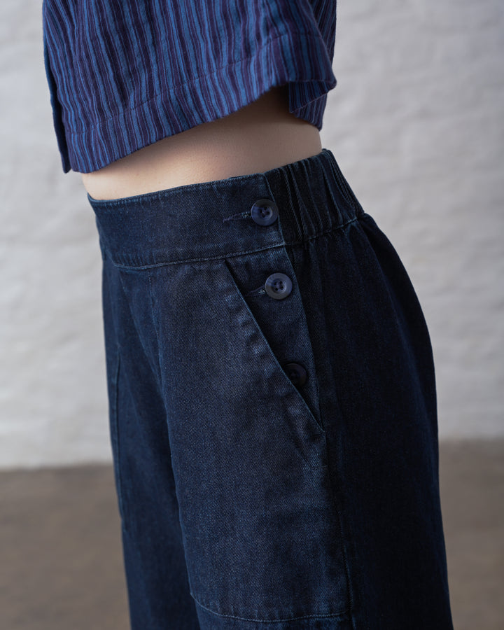 Anna Wide Leg Trousers / Blue Denim