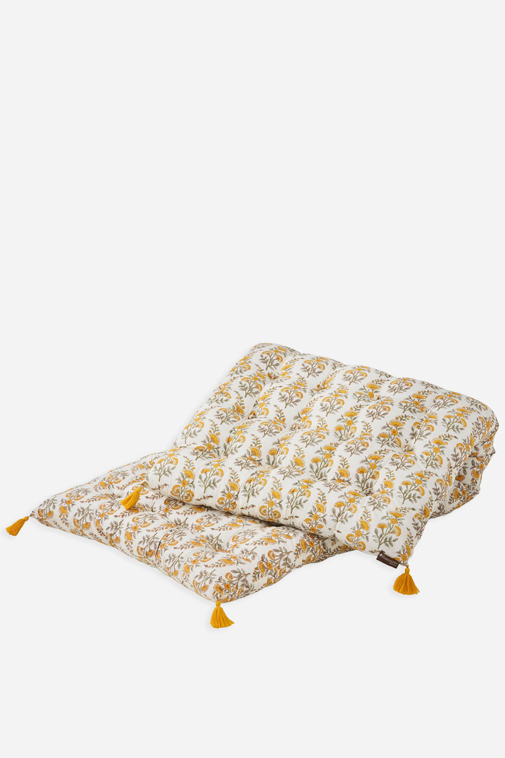 calla yellow floral block print cotton outdoor mattress