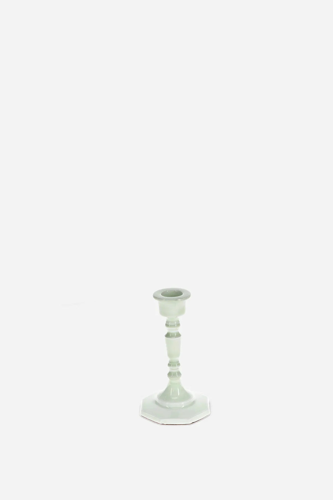 Enamel Candlestick 13cm / Light Sage