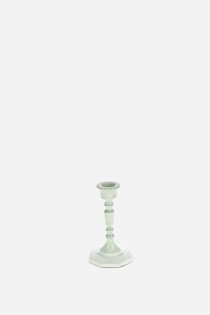 Enamel Candlestick 13cm / Light Sage