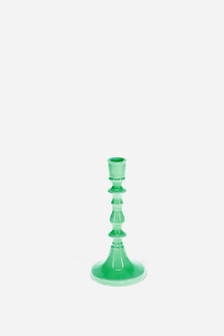 Enamel Candlestick 19cm / Green