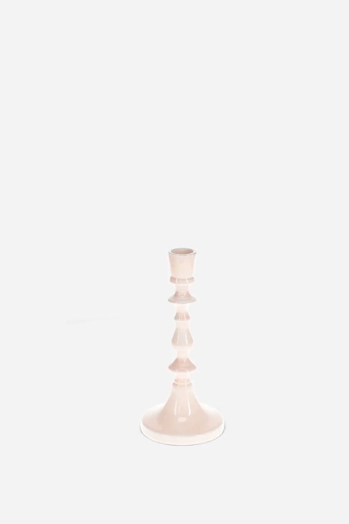 Enamel Candlestick 19cm / Soft Pink
