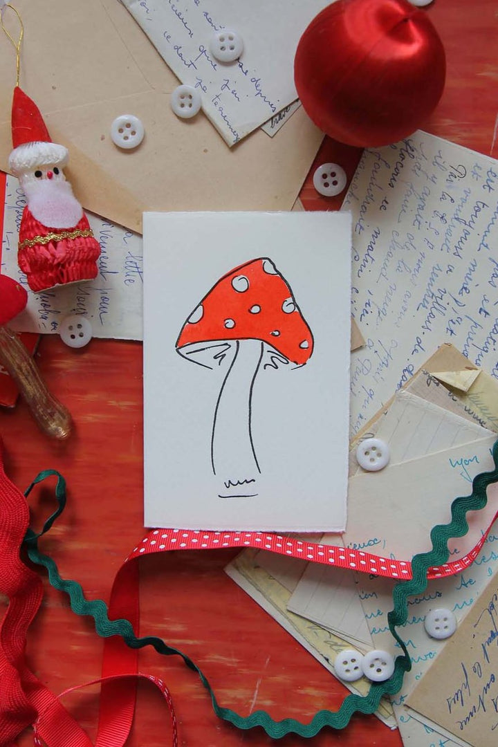 Toadstool Greetings Card Red