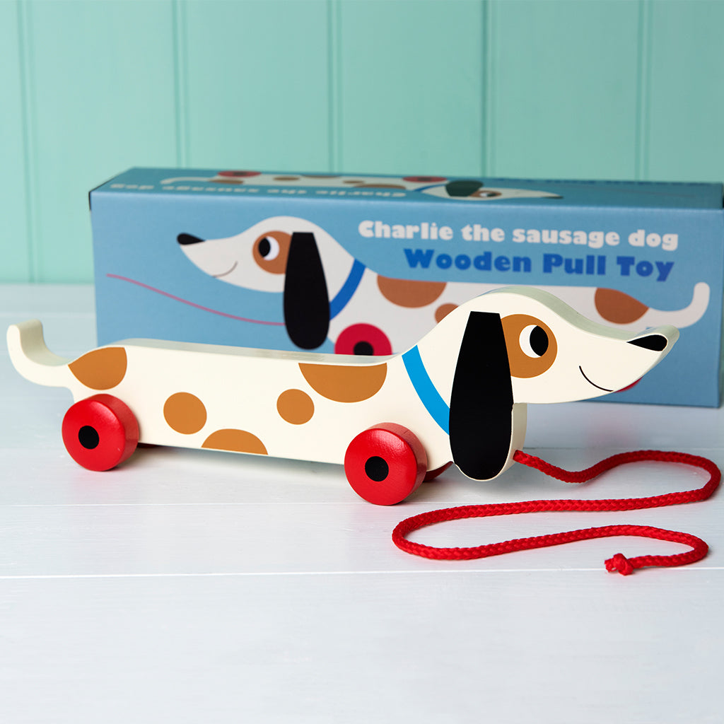 Wooden Pull Along Toy- Charlie The Sausage Dog