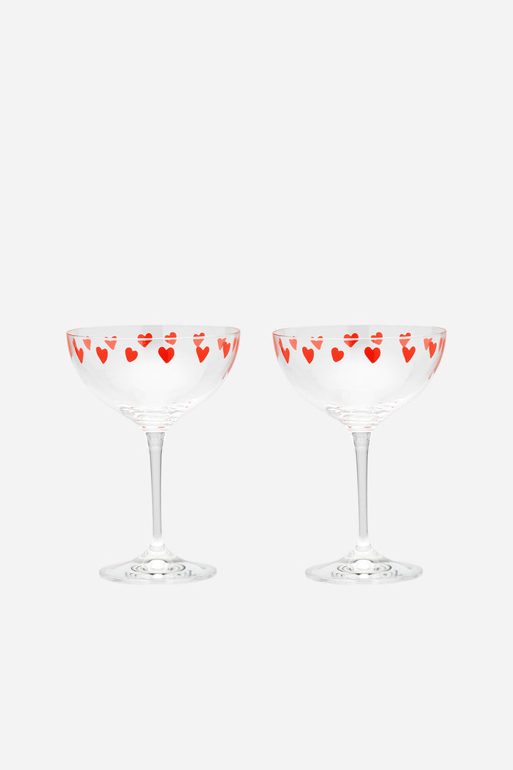 Classic Love Champagne Glass Set of 2 / Red