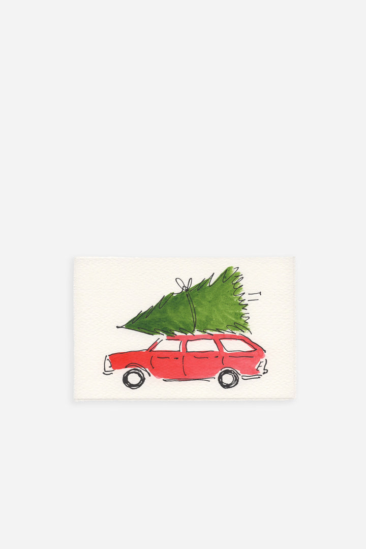 Christmas Card Tree & Car / Red