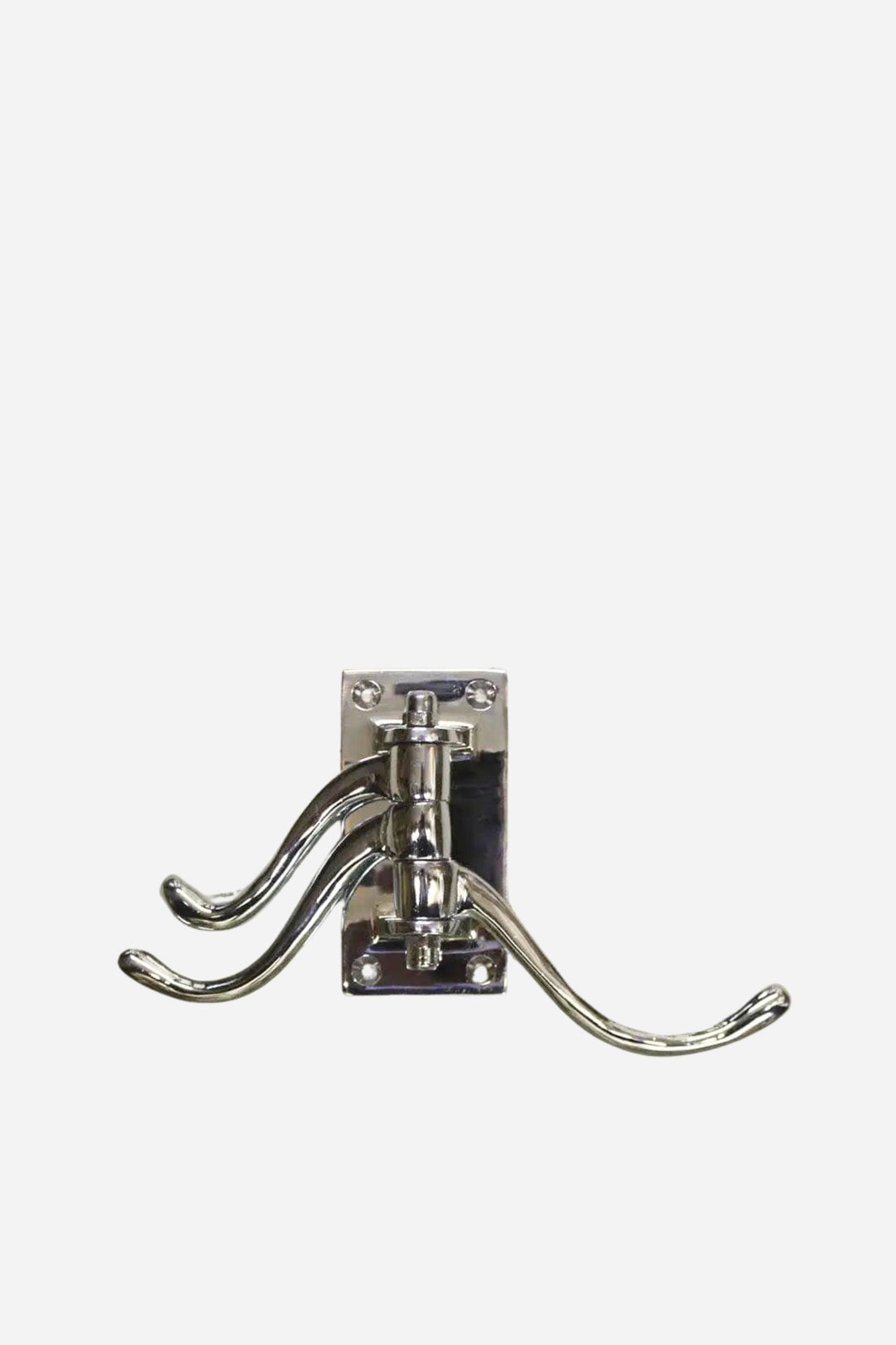 Chrome double hook on a white background