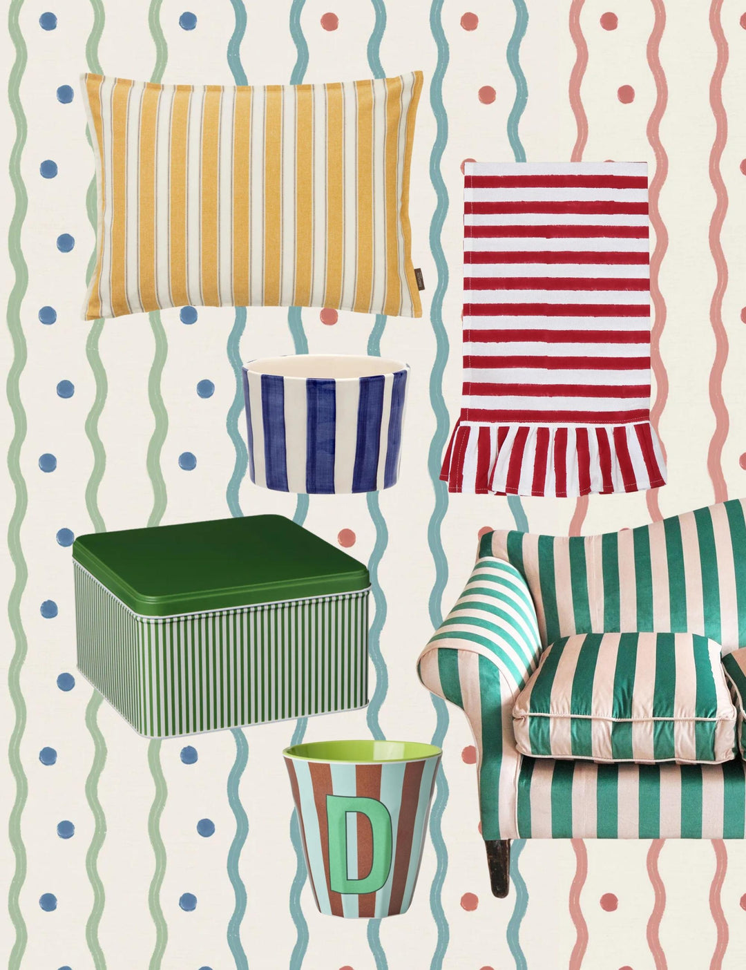 collection of circus stripe themed homeware from Domestic Science