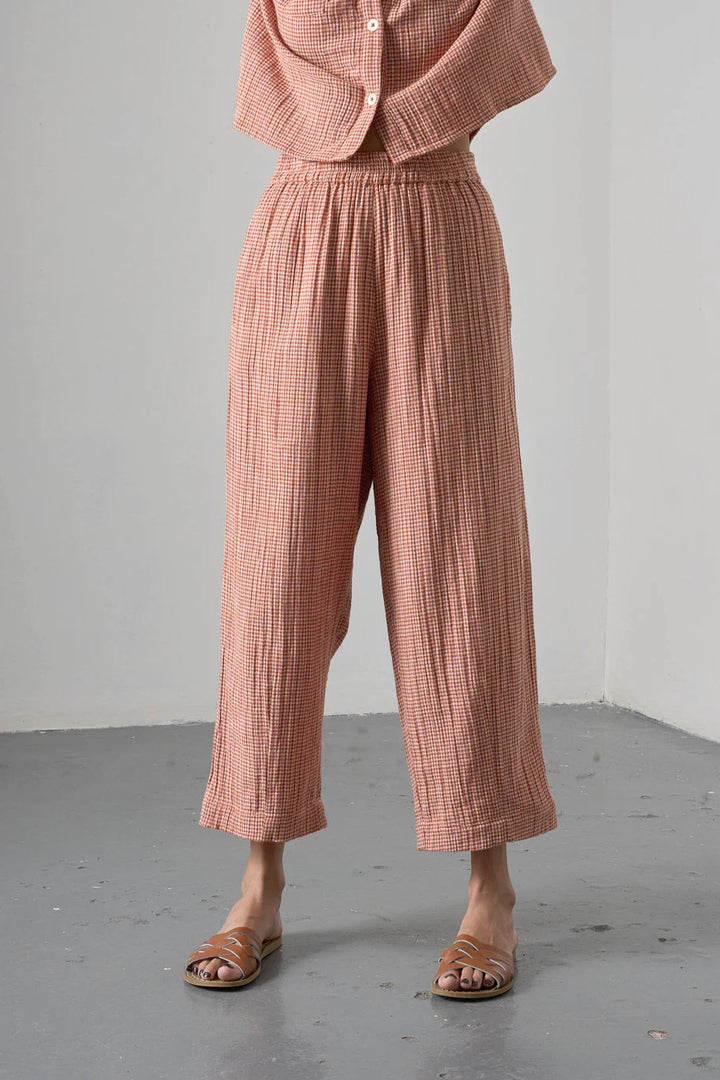 Clara Tapered Trousers / Little Check Rust