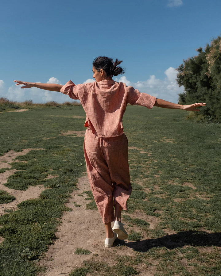 Clara Tapered Trousers / Little Check Rust