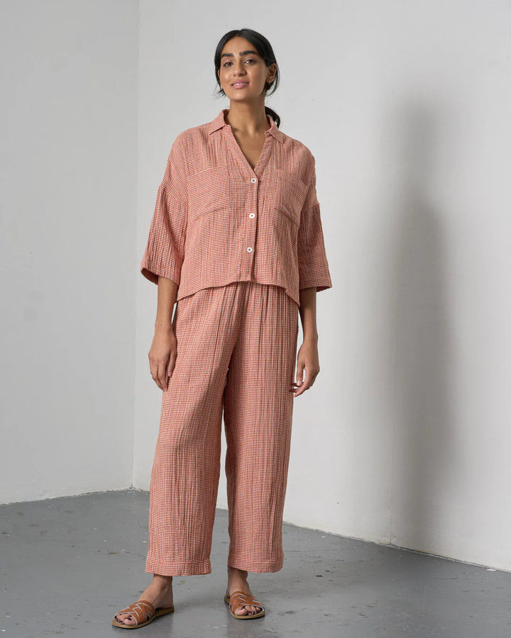 Clara Tapered Trousers / Little Check Rust