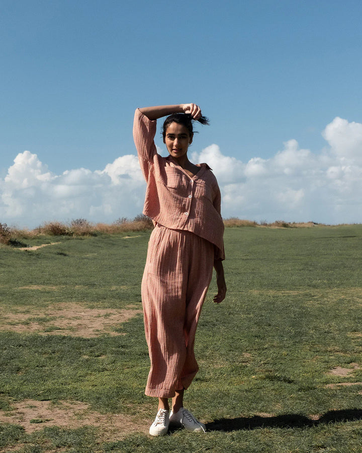 Clara Tapered Trousers / Little Check Rust