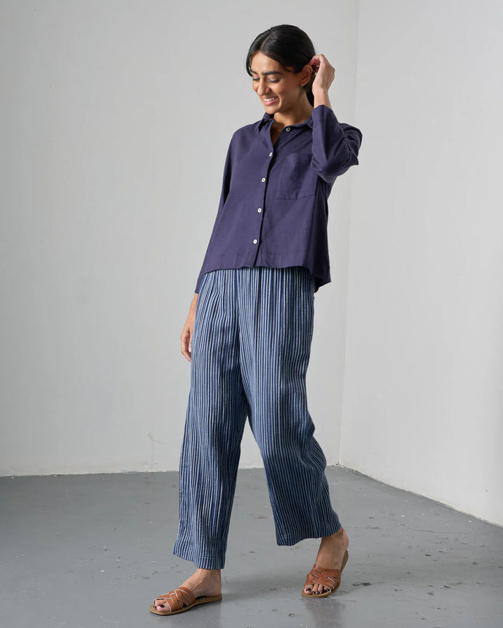Clara Tapered Trousers / Navy Stripe