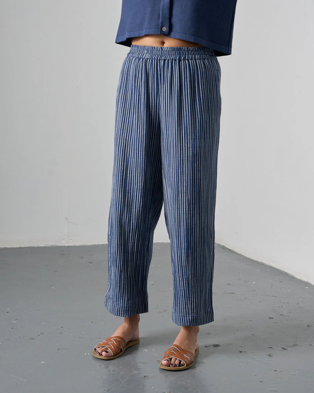 Clara Tapered Trousers / Navy Stripe
