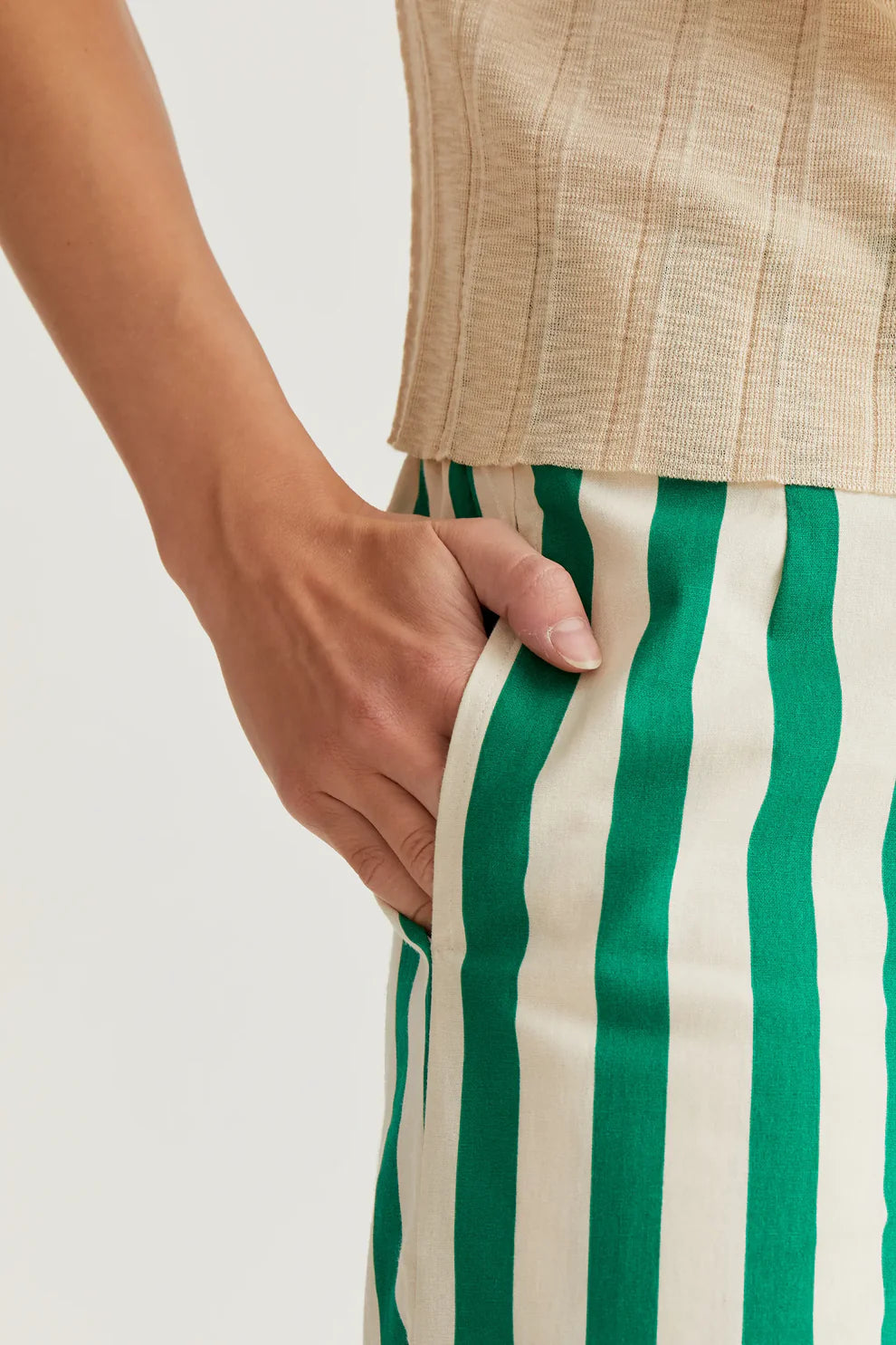 Bamboo Green Stripe Trousers
