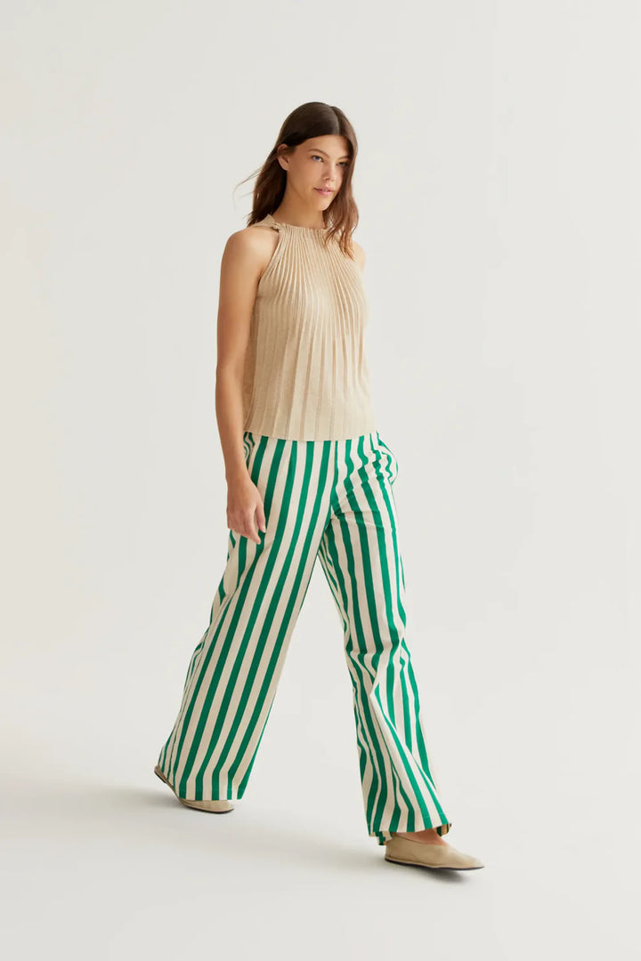 Bamboo Green Stripe Trousers