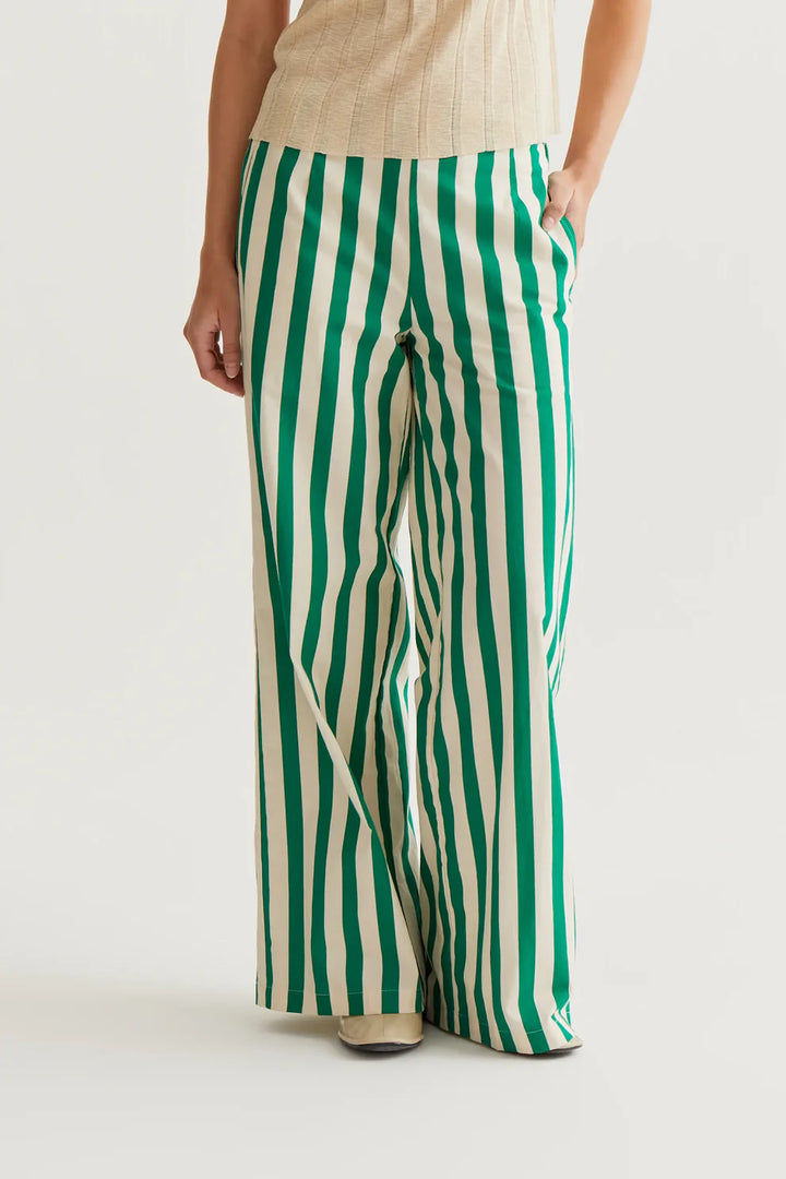 Bamboo Green Stripe Trousers