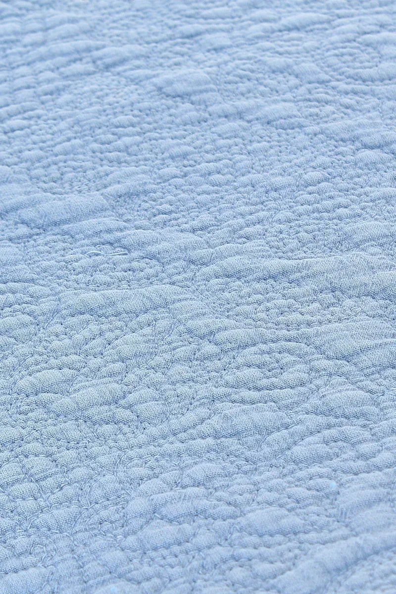 Stonewash Cotton Single Bedspread / Cornflower Blue