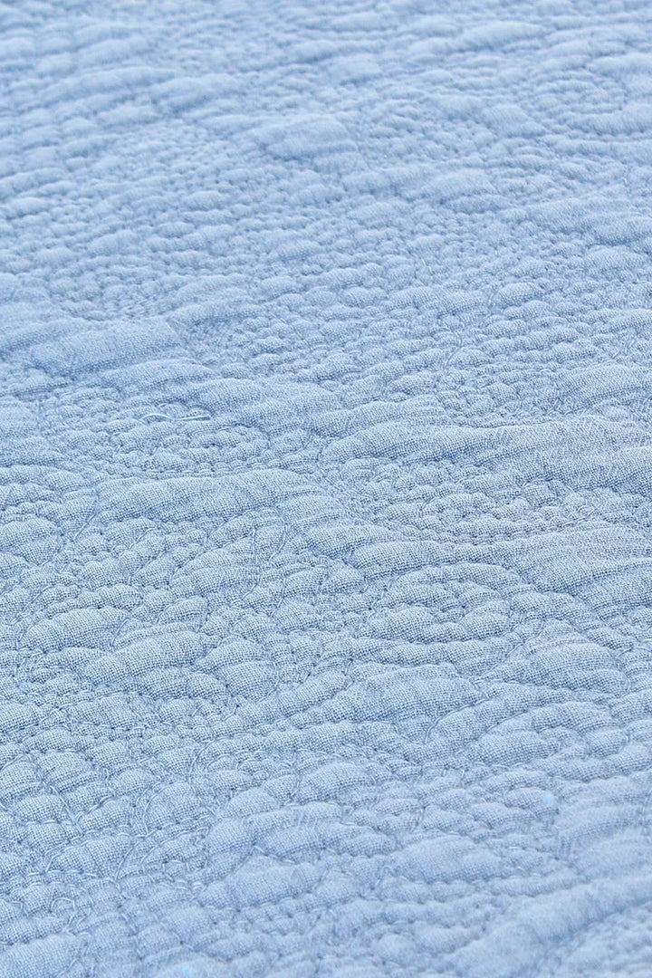 Stonewash Cotton Single Bedspread / Cornflower Blue