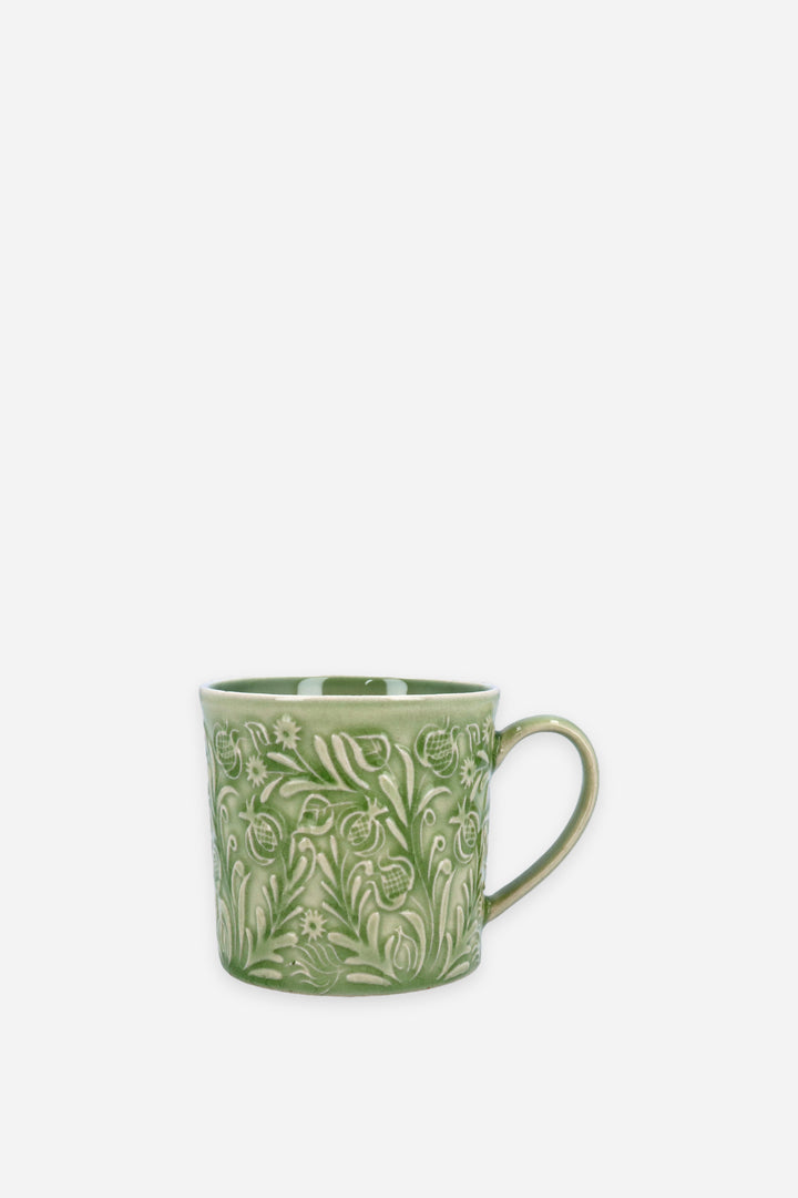 Country Flowers Green Stoneware Mini Mug