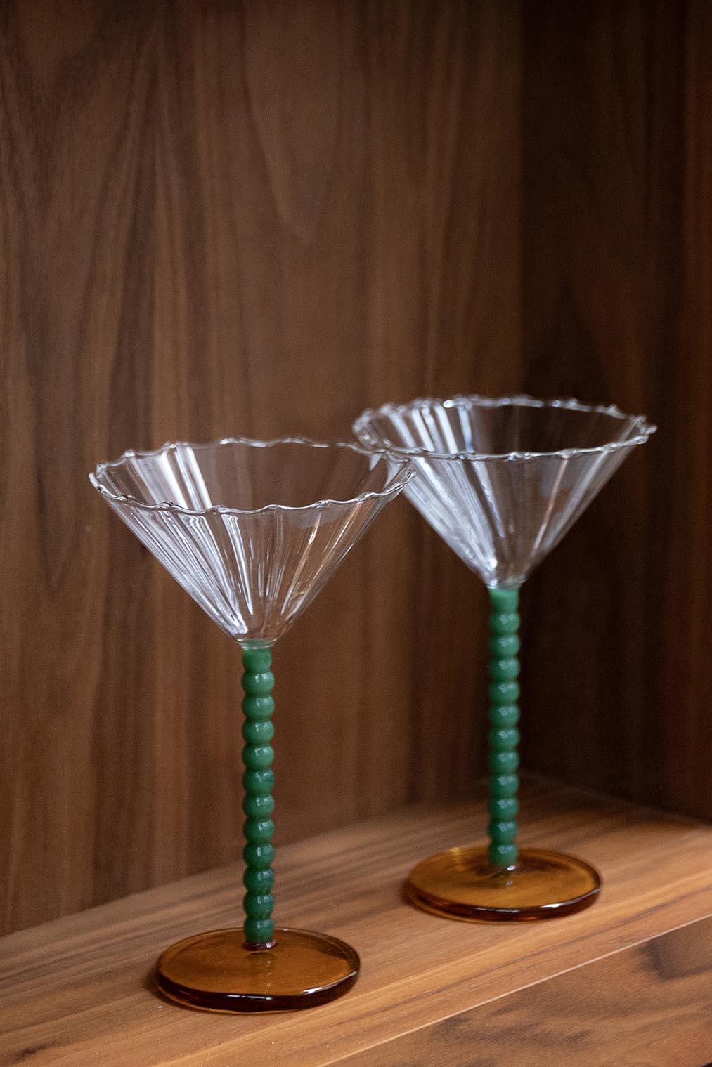 Coupe Perle Glasses Green / Set of 2