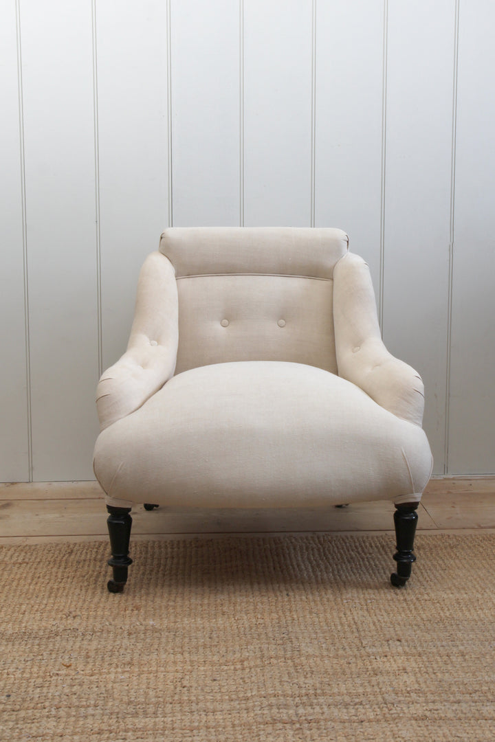 Roll back salon chair in linen-1